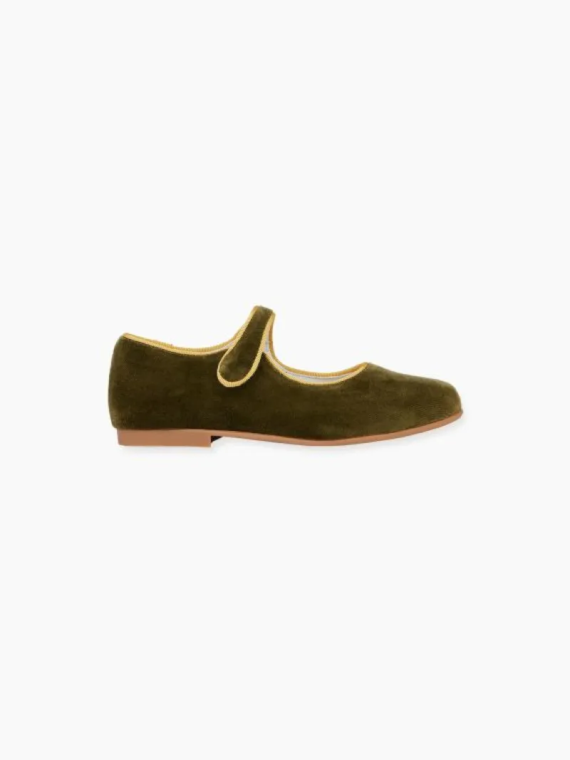 La Coqueta First Walker Shoes | Baby & Toddler Shoes/First Walker Shoes^Olive Velvet Girl Mary Jane Shoes