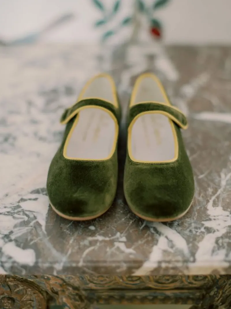 La Coqueta First Walker Shoes | Baby & Toddler Shoes/First Walker Shoes^Olive Velvet Girl Mary Jane Shoes