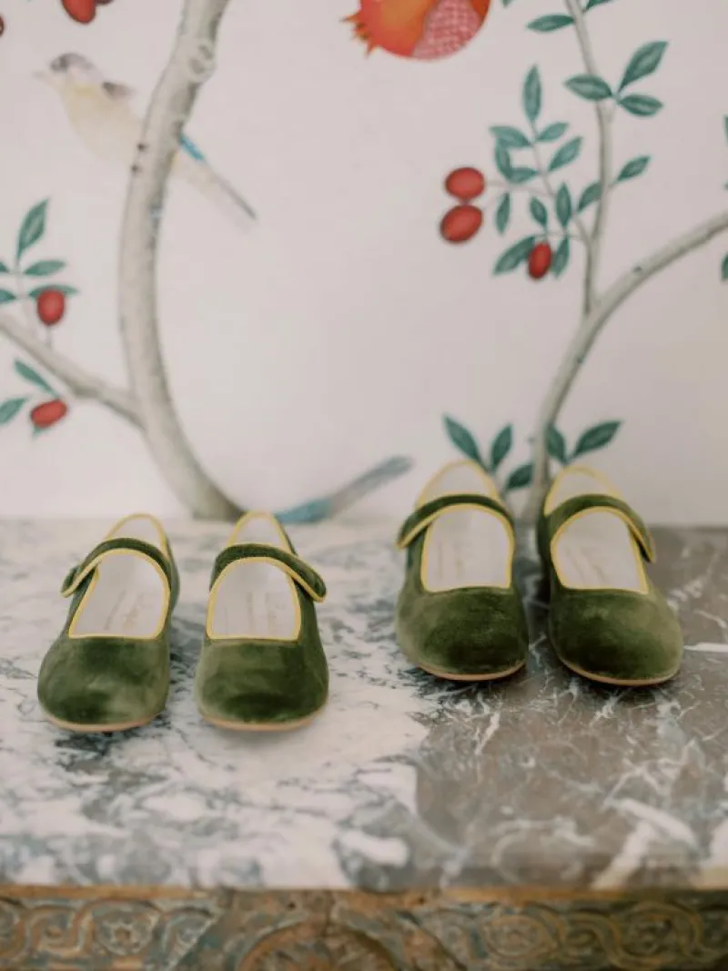 La Coqueta First Walker Shoes | Baby & Toddler Shoes/First Walker Shoes^Olive Velvet Girl Mary Jane Shoes