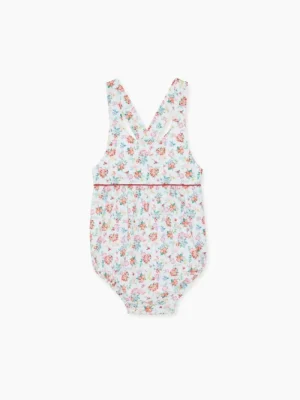 La Coqueta View All | View All^Orange Floral Marina Baby Girl Romper Overalls