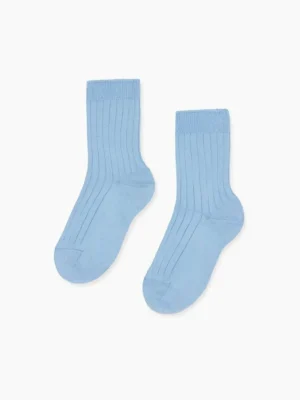 La Coqueta View All | Socks & Tights^Pale Blue Ribbed Short Kids Socks
