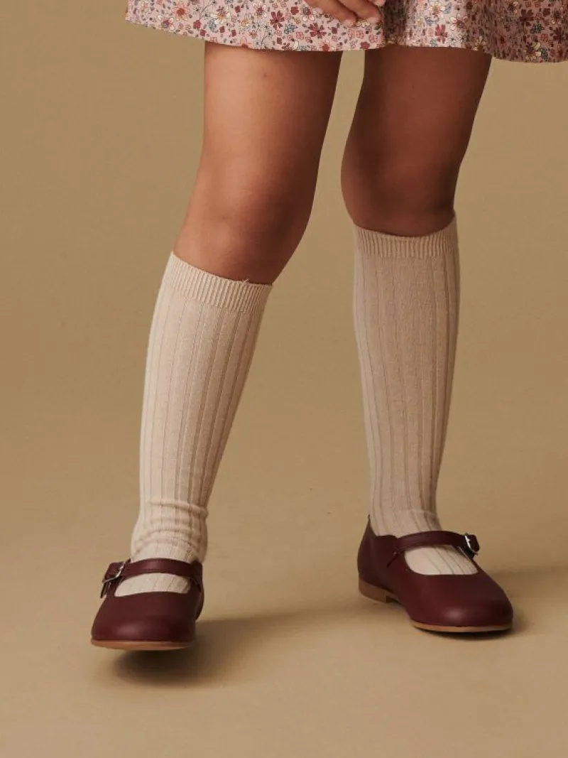 La Coqueta View All | Socks & Tights^Pale Pink Ribbed Knee High Girl Socks