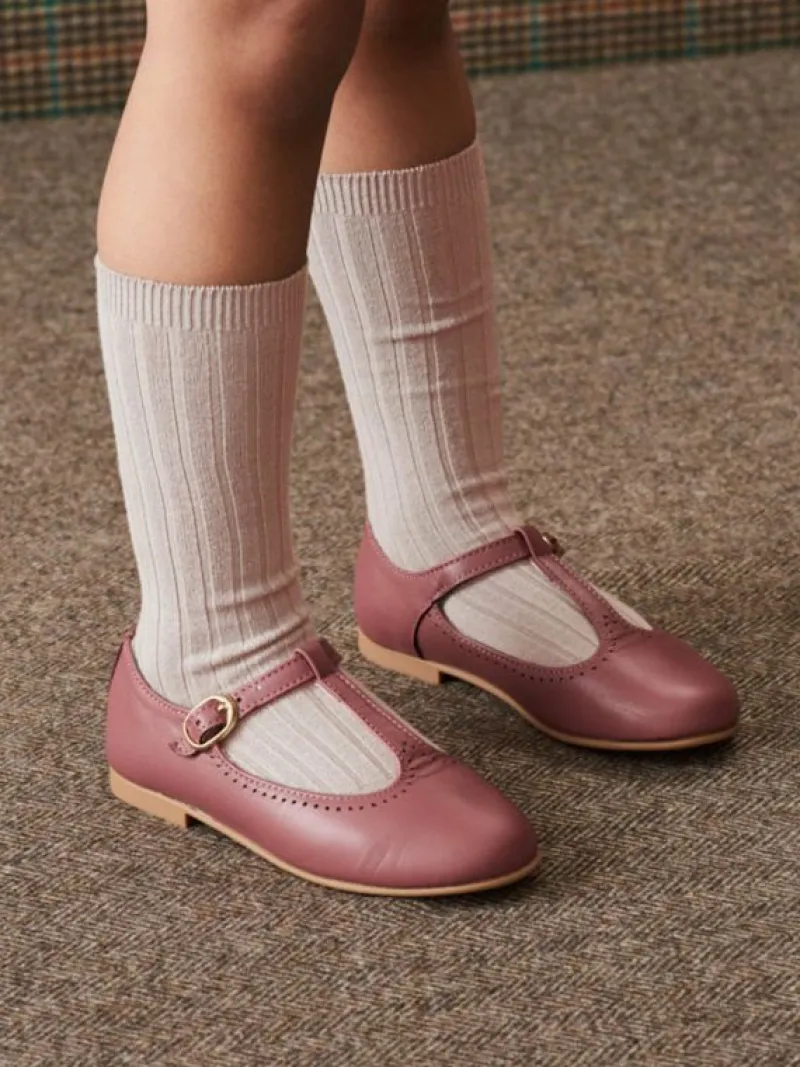 La Coqueta View All | Socks & Tights^Pale Pink Ribbed Knee High Girl Socks