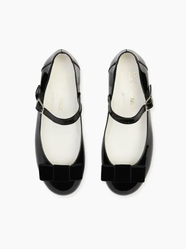 La Coqueta Girls School Shoes | Girls Shoes/Girls School Shoes^Patent Black Leather Girl Bow Mary Jane Shoes