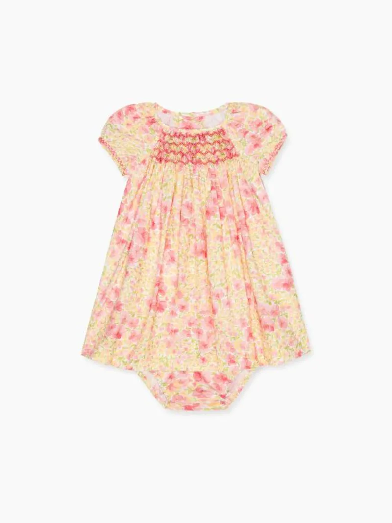 La Coqueta View All | Dresses & Sets^Pink Floral Sonia Baby Girl Hand-Smocked Set