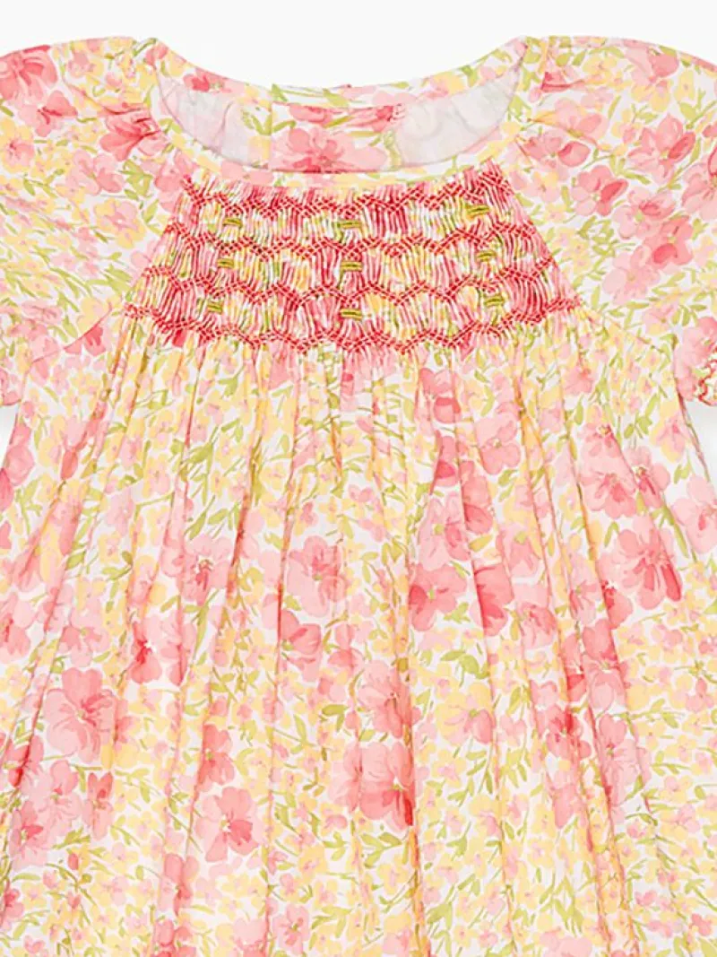La Coqueta View All | Dresses & Sets^Pink Floral Sonia Baby Girl Hand-Smocked Set