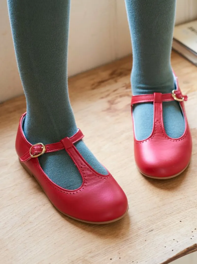 La Coqueta First Walker Shoes | Baby & Toddler Shoes/First Walker Shoes^Red Leather Girl T-Bar Shoes