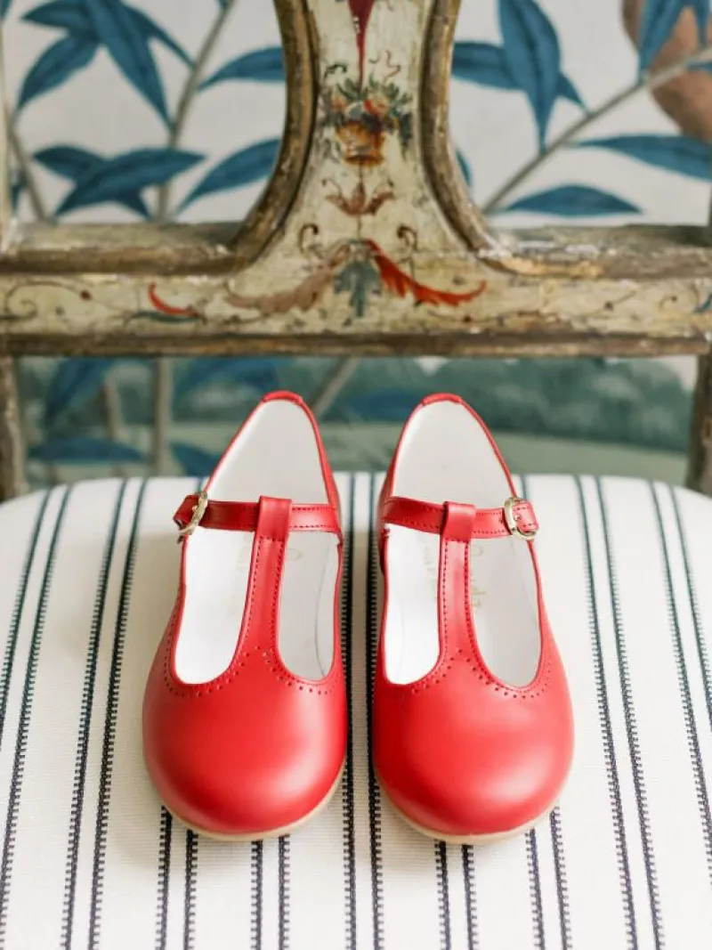La Coqueta First Walker Shoes | Baby & Toddler Shoes/First Walker Shoes^Red Leather Girl T-Bar Shoes
