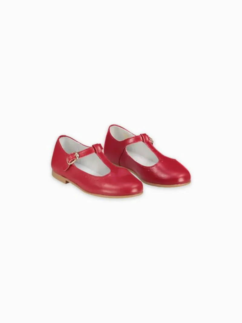 La Coqueta First Walker Shoes | Baby & Toddler Shoes/First Walker Shoes^Red Leather Girl T-Bar Shoes