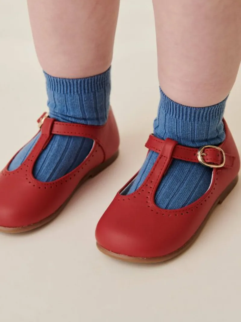 La Coqueta First Walker Shoes | Baby & Toddler Shoes/First Walker Shoes^Red Leather Girl T-Bar Shoes