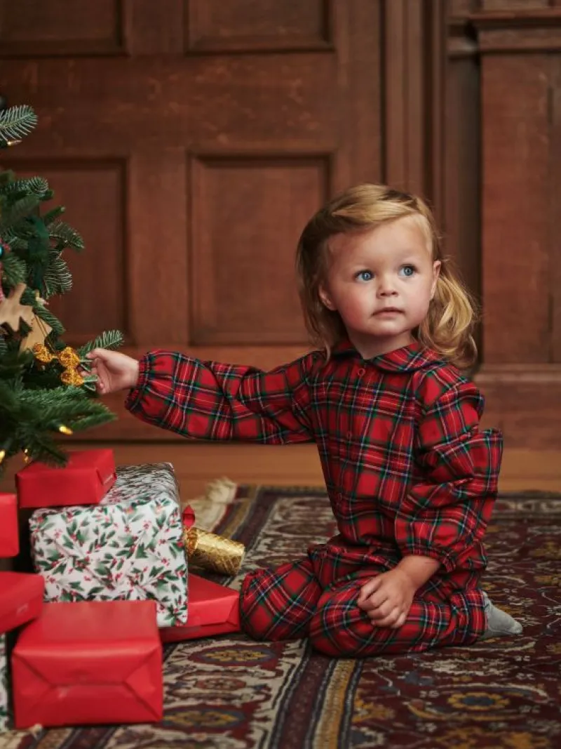 La Coqueta View All | Sleepsuits & Bodysuits^Red Tartan Navidad Baby Pyjamas
