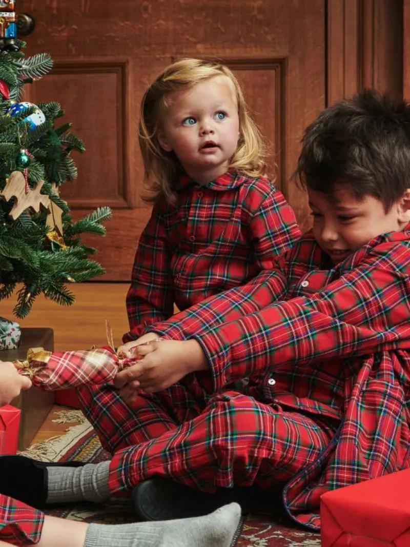 La Coqueta View All | Sleepsuits & Bodysuits^Red Tartan Navidad Baby Pyjamas