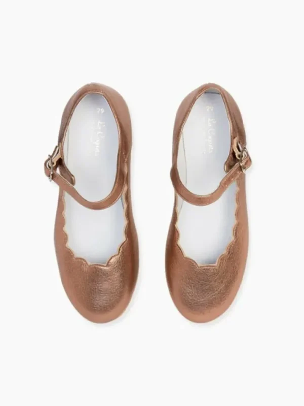 La Coqueta Girls Mary Jane Shoes | Girls Shoes/Girls Mary Jane Shoes^Rose Gold Girl Scallop Mary Jane