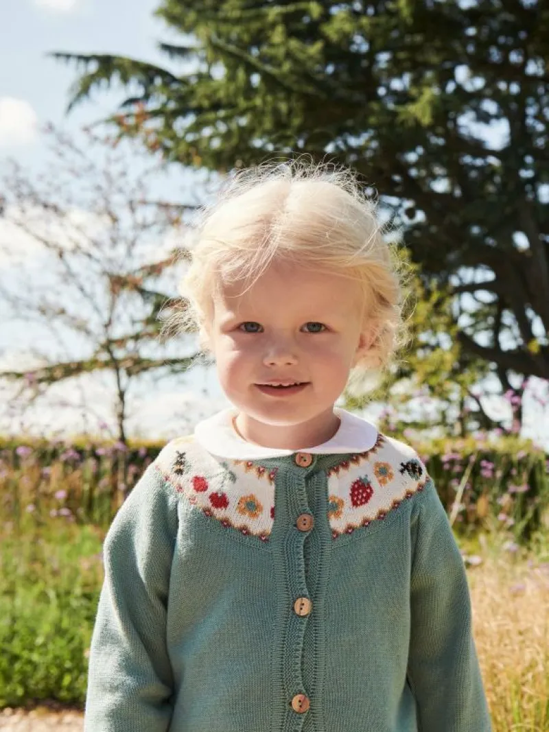 La Coqueta View All | Baby Girl^Sage Green Verano Cotton Baby Girl Cardigan