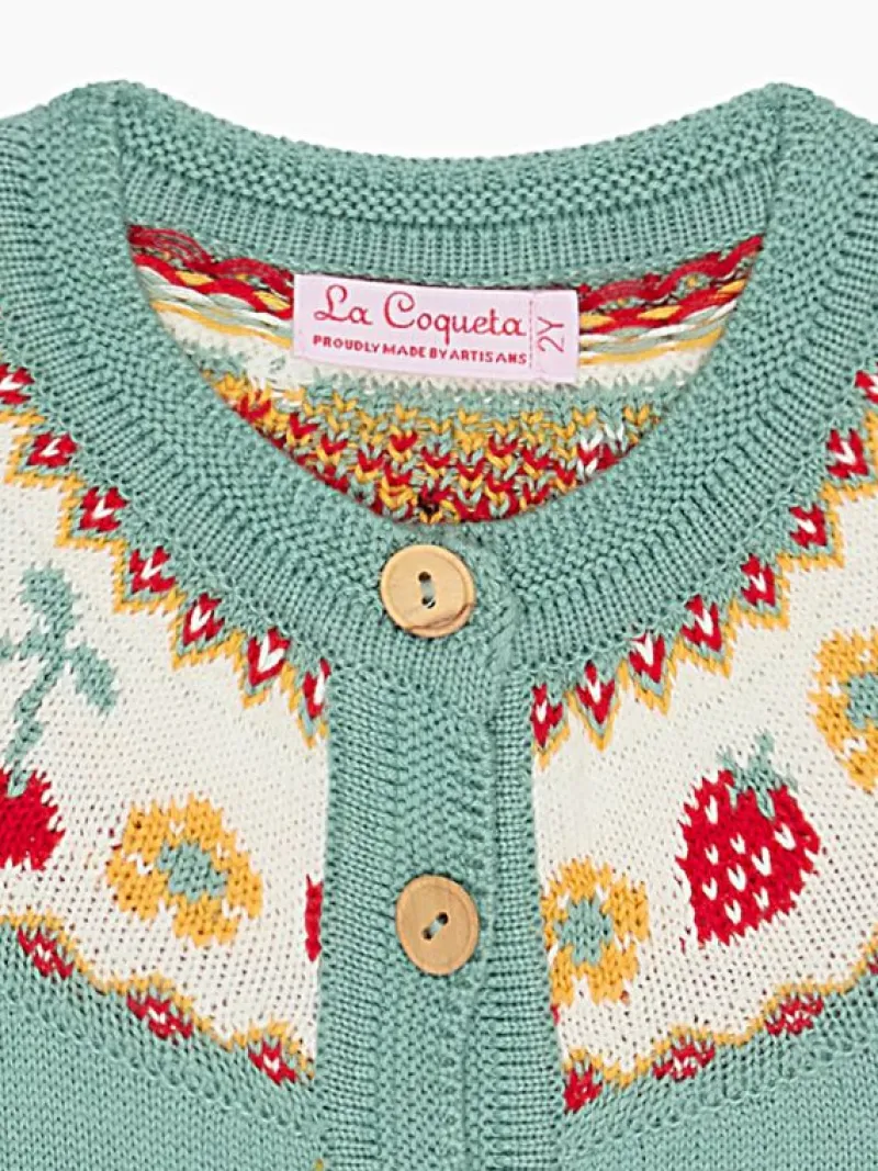 La Coqueta View All | Baby Girl^Sage Green Verano Cotton Baby Girl Cardigan