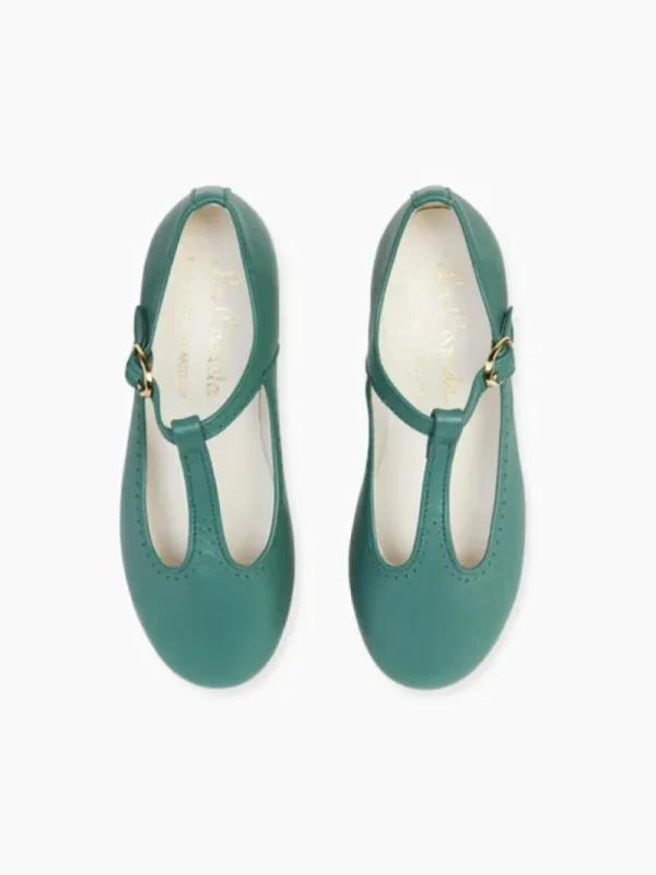 La Coqueta Girls T-Bar Shoes | Girls Shoes/Girls T-Bar Shoes^Sage Leather Girl T-Bar Shoes
