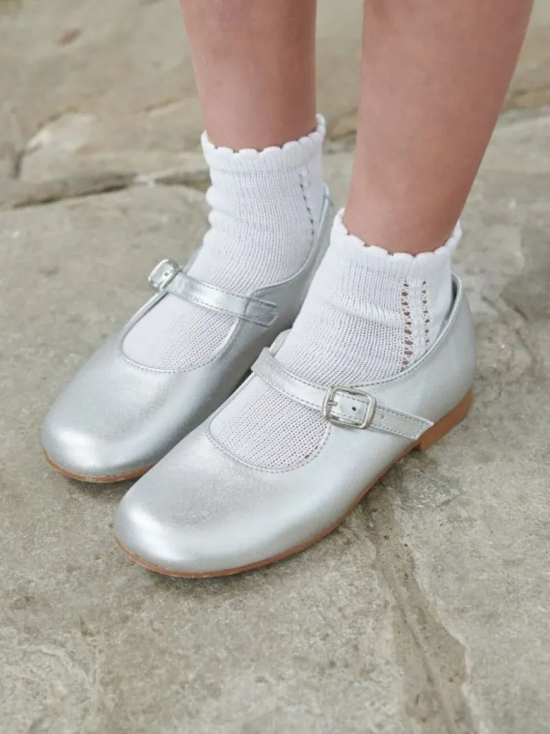 La Coqueta First Walker Shoes | Baby & Toddler Shoes/First Walker Shoes^Silver Leather Girl Mary Jane Shoes