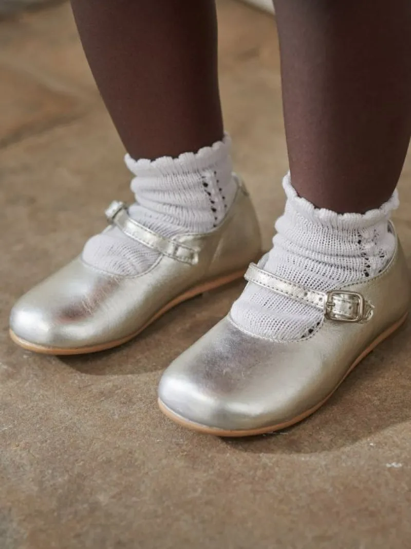 La Coqueta First Walker Shoes | Baby & Toddler Shoes/First Walker Shoes^Silver Leather Girl Mary Jane Shoes