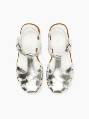 La Coqueta First Walker Shoes | Baby & Toddler Shoes/First Walker Shoes^Silver Sofia Leather Girl Sandals