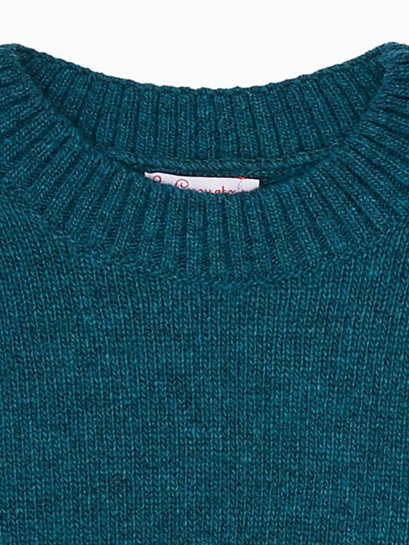 La Coqueta Jumpers & Cardigans | Jumpers & Cardigans^Teal Oso Merino Intarsia Kids Jumper