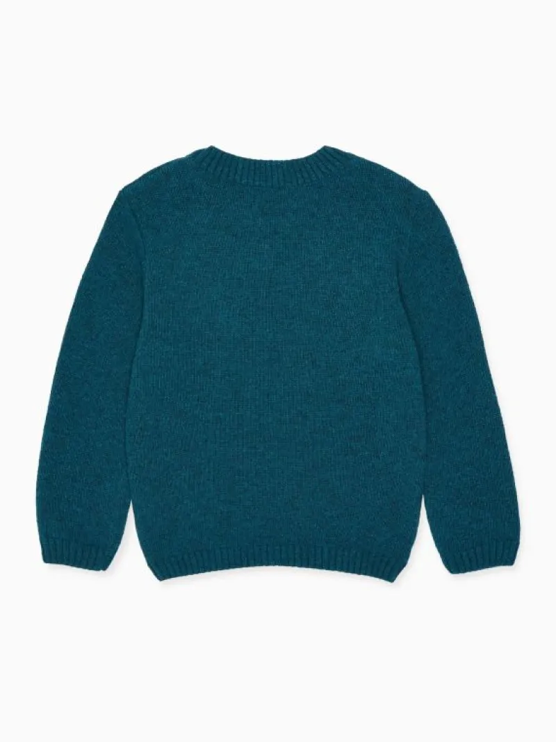 La Coqueta Jumpers & Cardigans | Jumpers & Cardigans^Teal Oso Merino Intarsia Kids Jumper