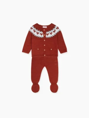 La Coqueta View All | Knitted Clothes & Accessories^Terracotta Fonda Intarsia Merino Baby Set