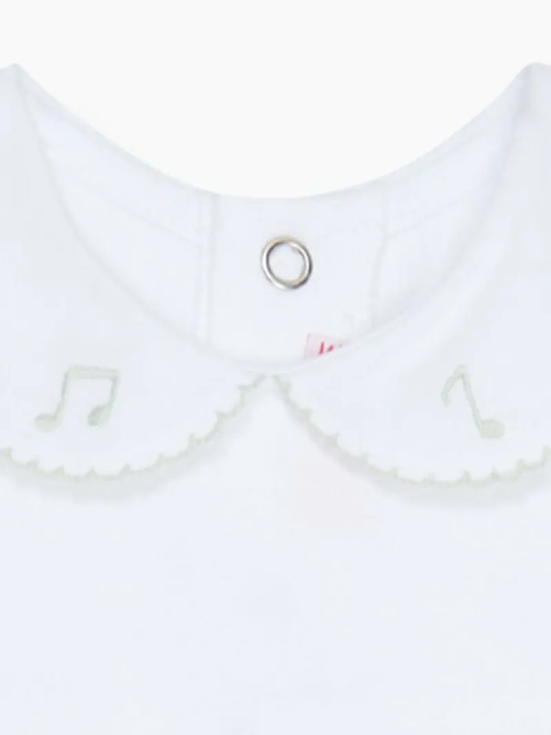 La Coqueta View All | Sleepsuits & Bodysuits^White Dali Baby Smock Sleepsuit