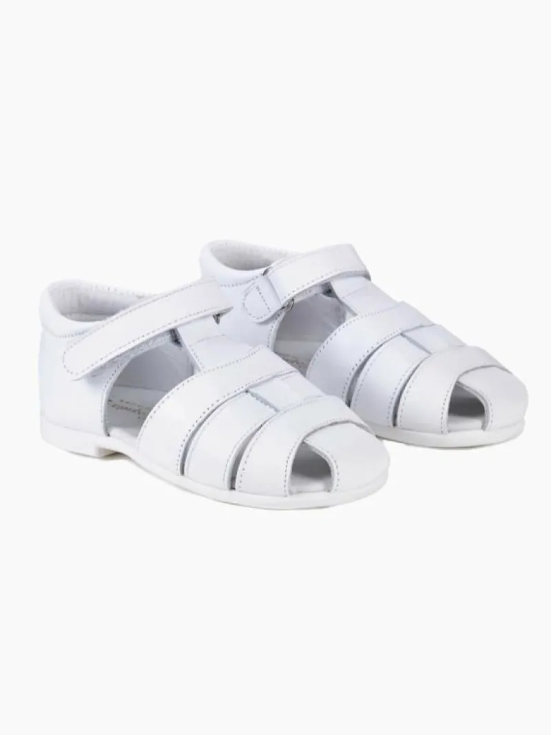 La Coqueta Boys Shoes/Boys Shoes | First Walker Shoes^White Leather Toddler Toledo Sandals