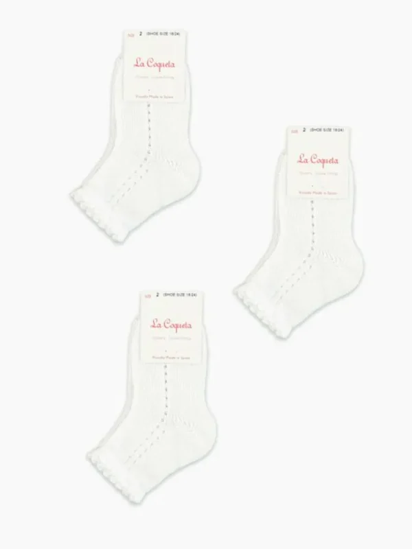 La Coqueta View All | Socks & Tights^White Openwork Short Girl Socks Set