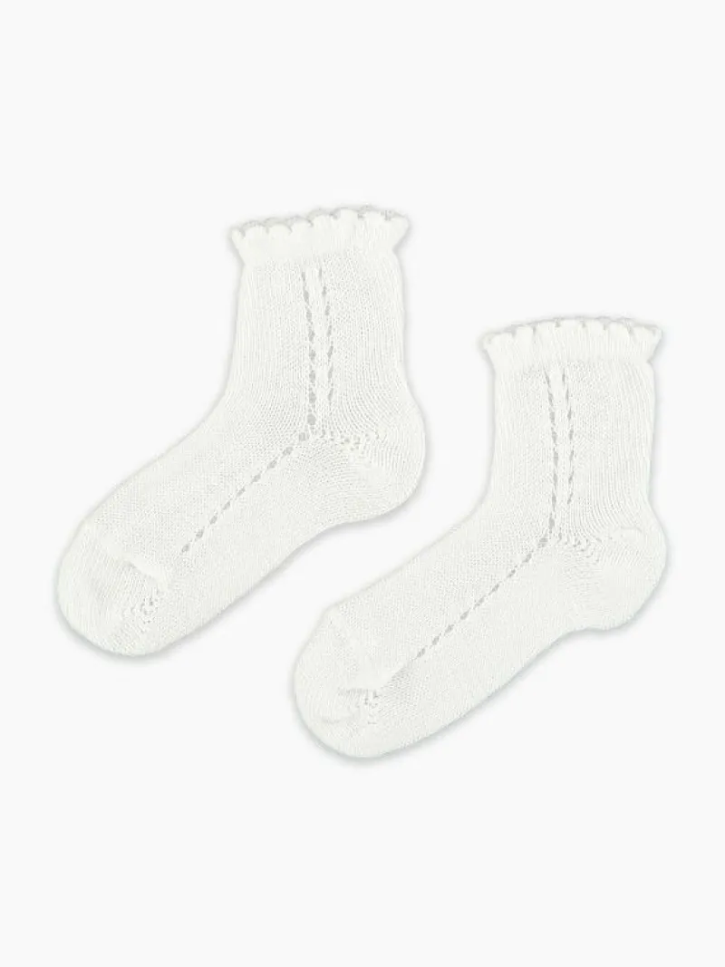 La Coqueta View All | Socks & Tights^White Openwork Short Girl Socks