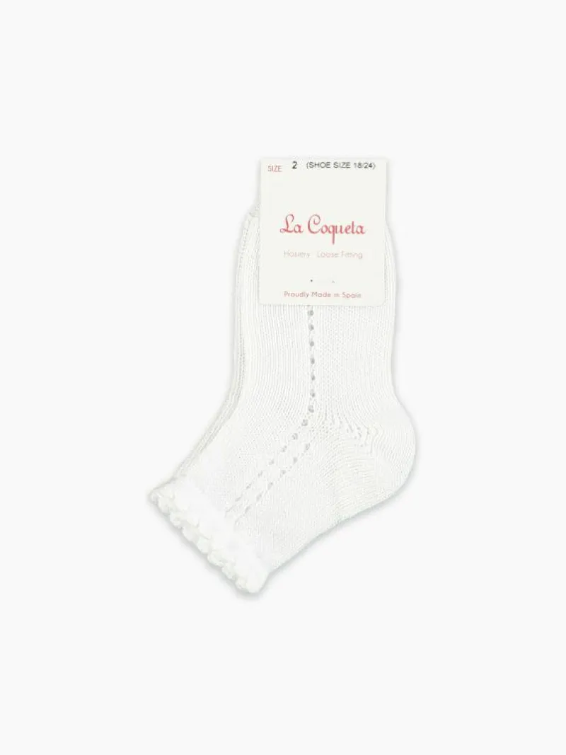 La Coqueta View All | Socks & Tights^White Openwork Short Girl Socks