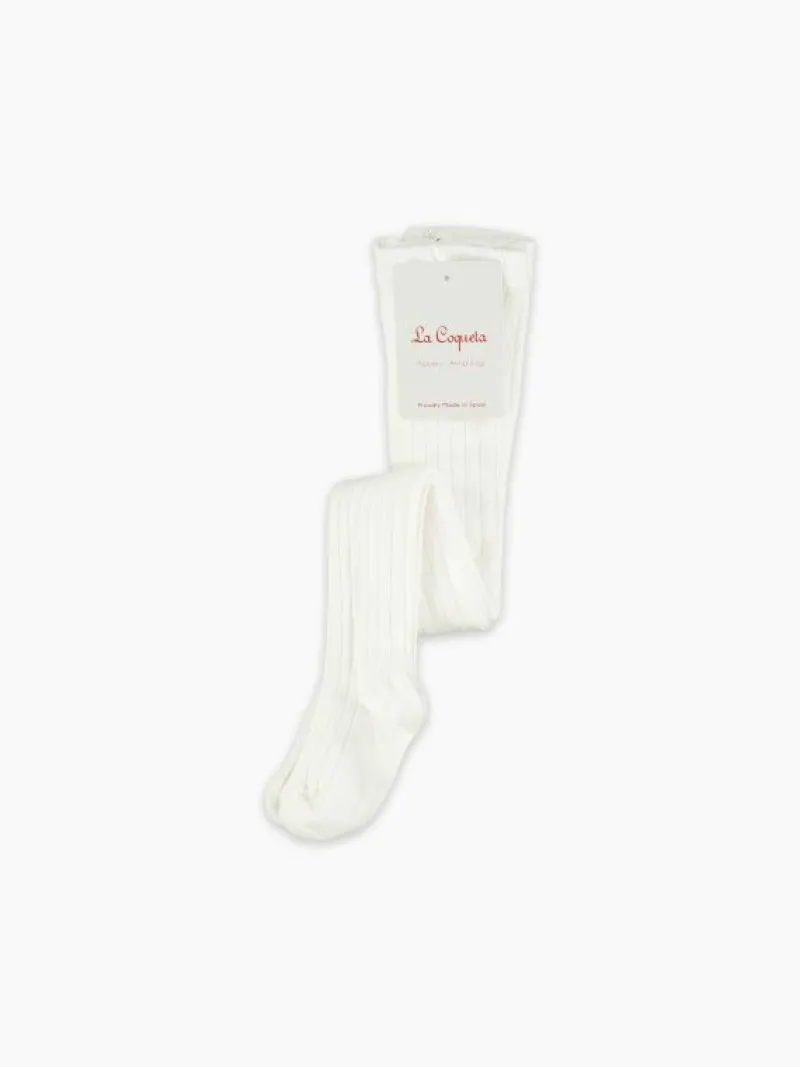 La Coqueta View All | View All^White Ribbed Kids Tights