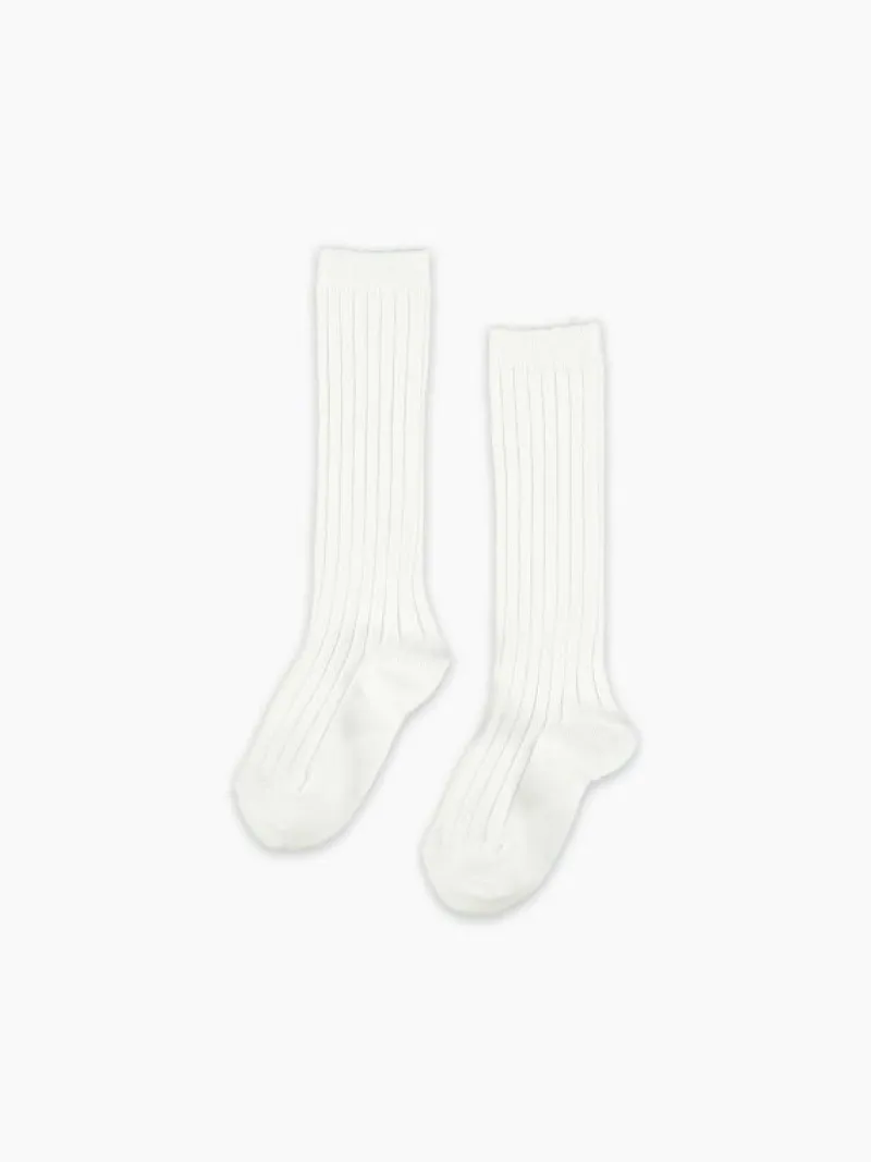 La Coqueta View All | Socks & Tights^White Ribbed Knee High Kids Socks