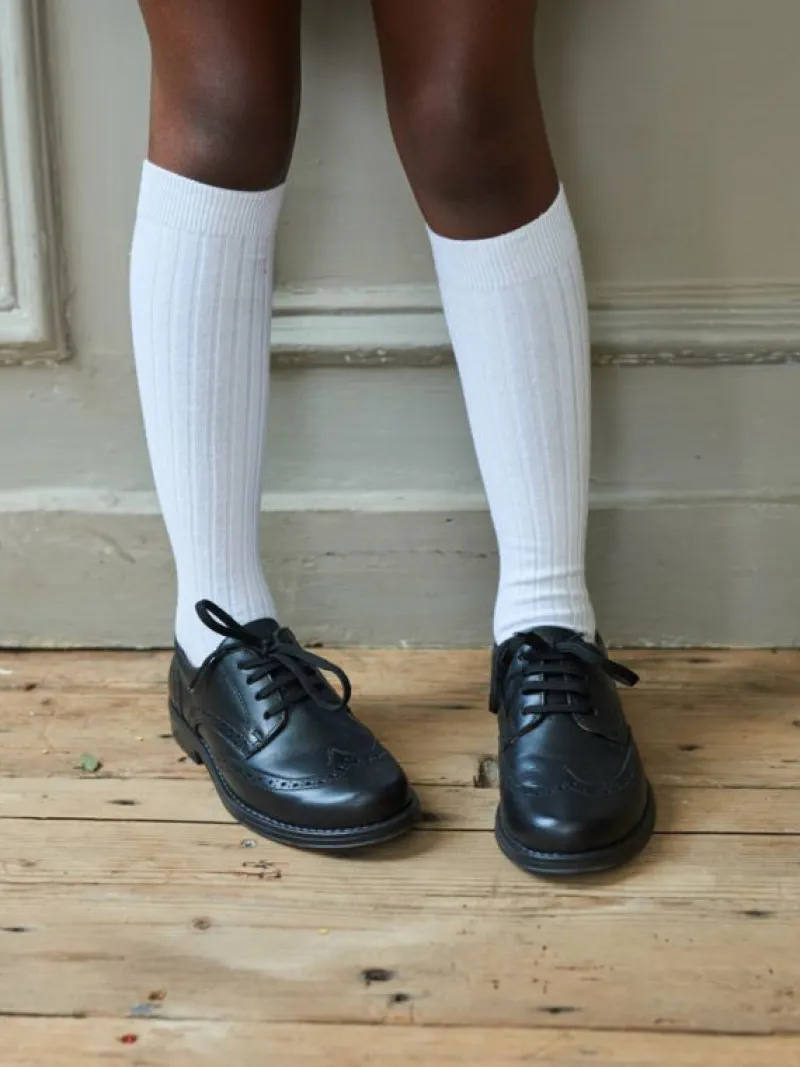 La Coqueta View All | Socks & Tights^White Ribbed Knee High Kids Socks