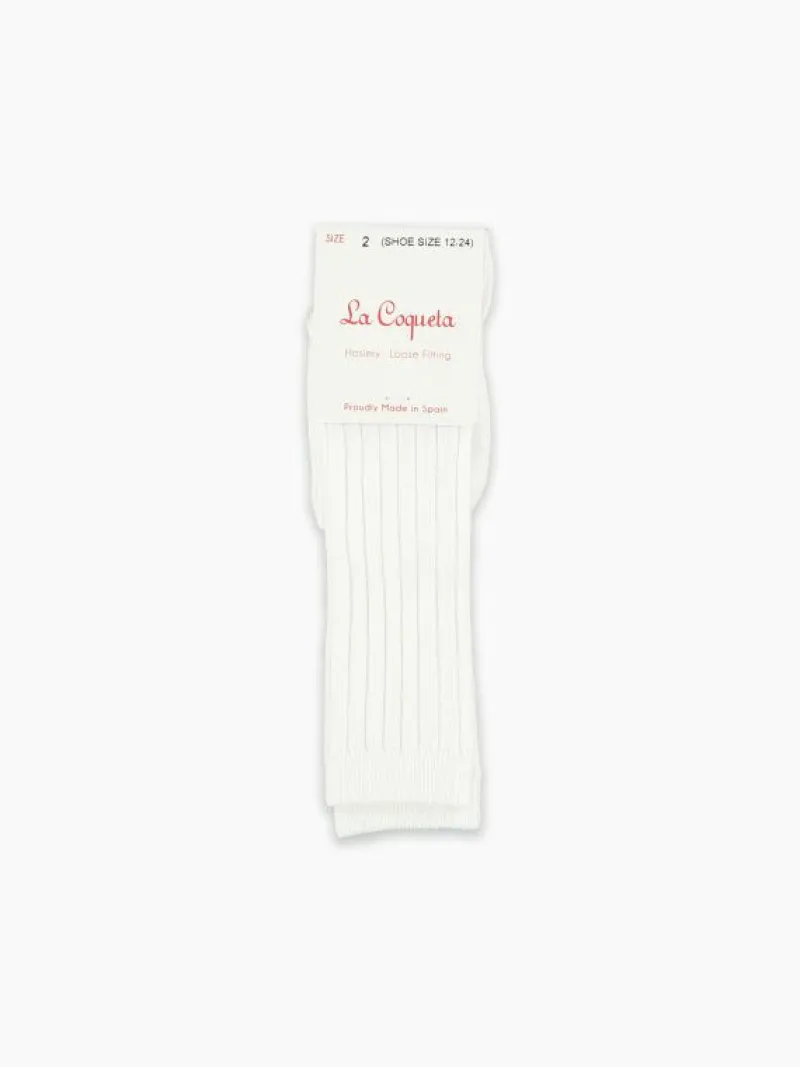 La Coqueta View All | Socks & Tights^White Ribbed Knee High Kids Socks