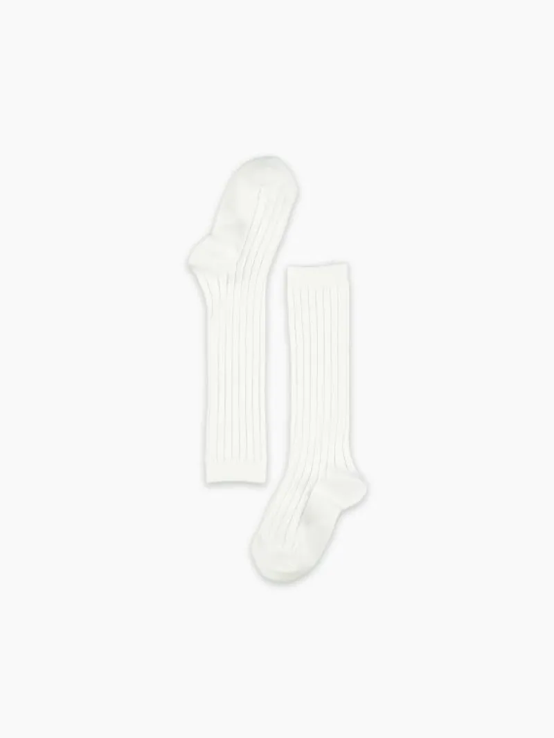 La Coqueta View All | Socks & Tights^White Ribbed Knee High Kids Socks