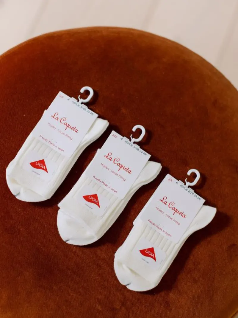 La Coqueta View All | Socks & Tights^White Ribbed Short Kids Socks Set