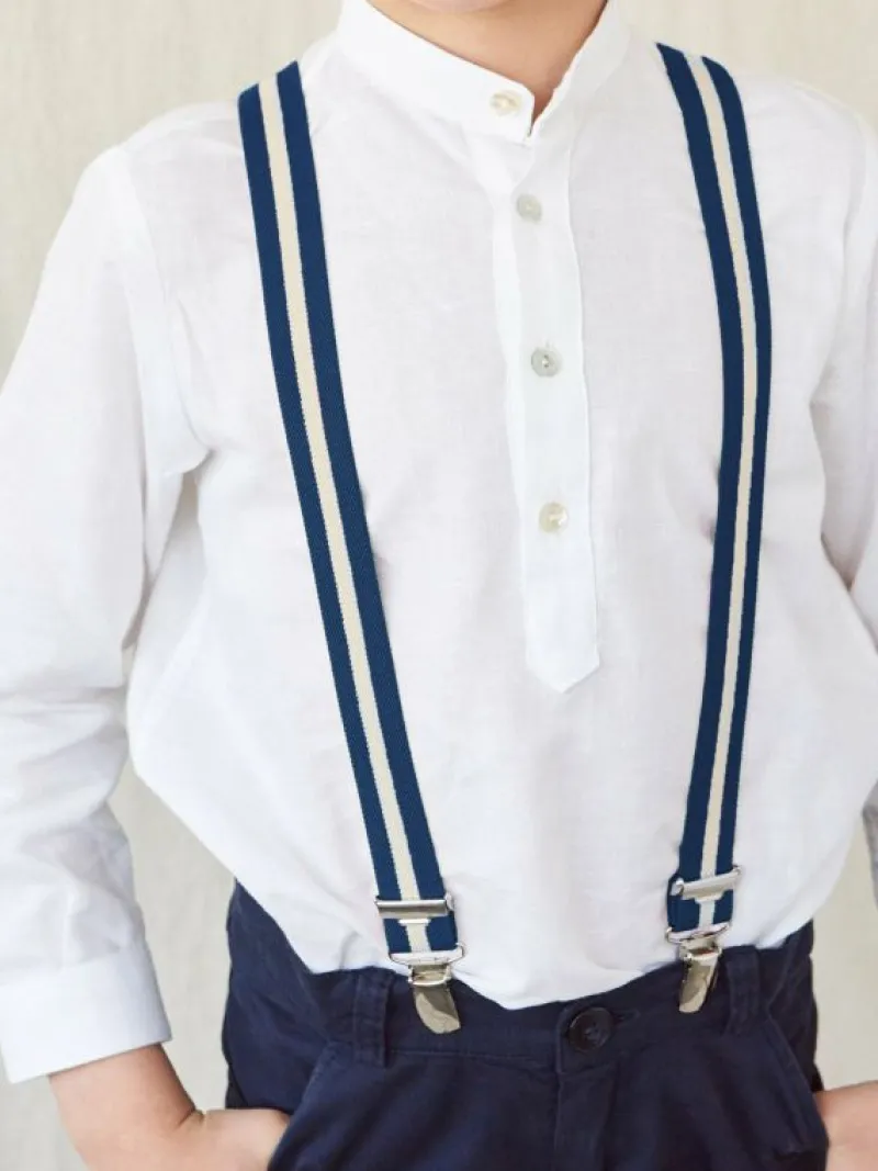 La Coqueta View All | Belts & Braces^White/Navy Striped Boy Braces