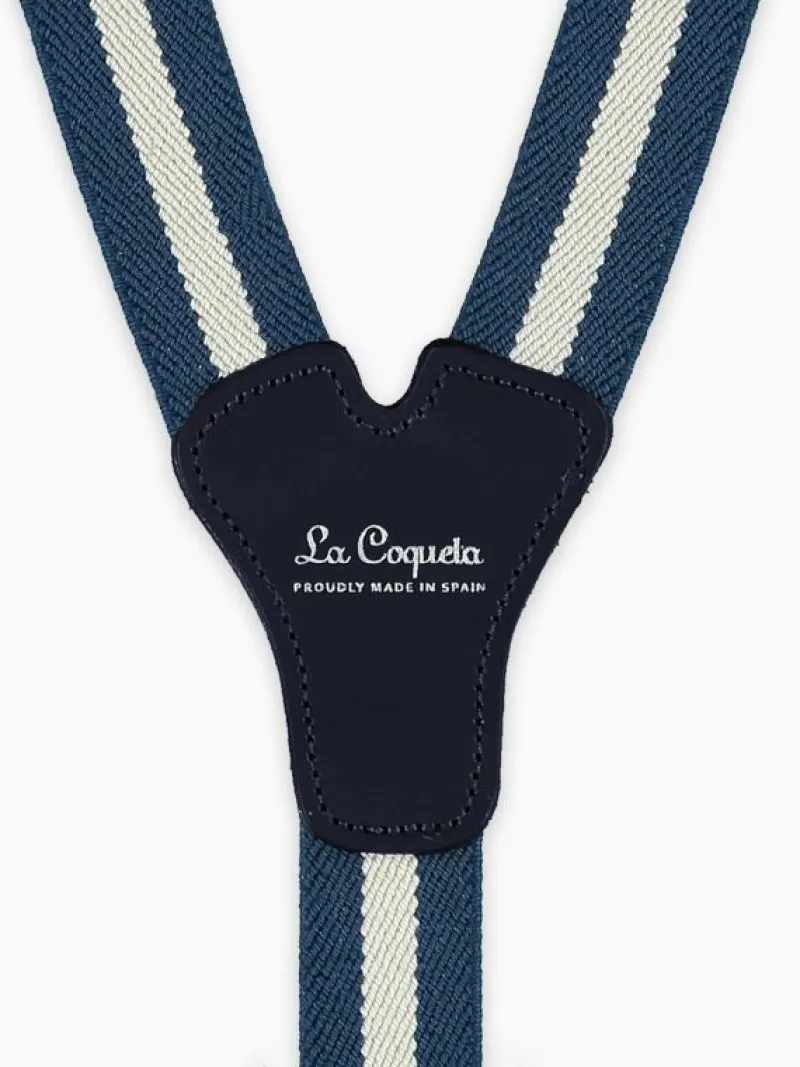 La Coqueta View All | Belts & Braces^White/Navy Striped Boy Braces