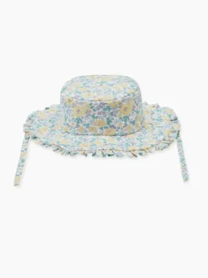 La Coqueta View All | Accessories^Yellow Floral Emilia Baby Girl Cotton Hat